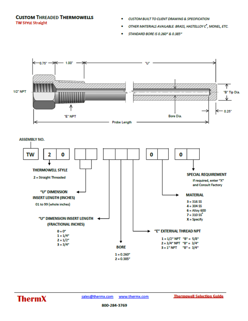 Custom Threaded Straight Thermowell Thermx Southwest