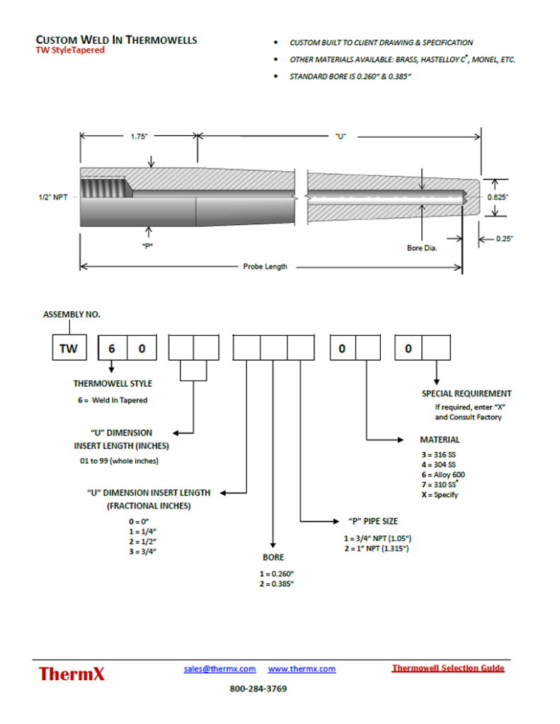 Custom Weld In Tapered Thermowell ThermX Southwest